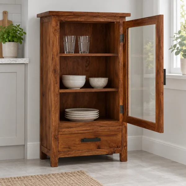 The Attic Sheesham Mini Glazed Bookcase
