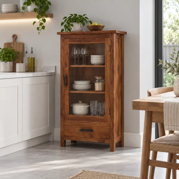 The Attic Sheesham Mini Glazed Bookcase