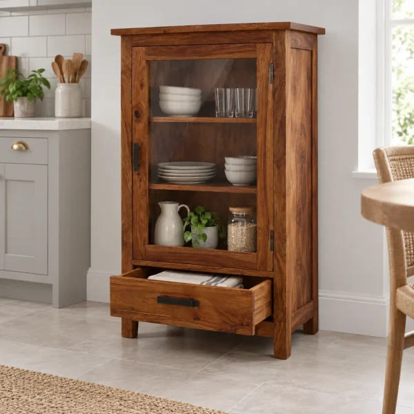 The Attic Sheesham Mini Glazed Bookcase