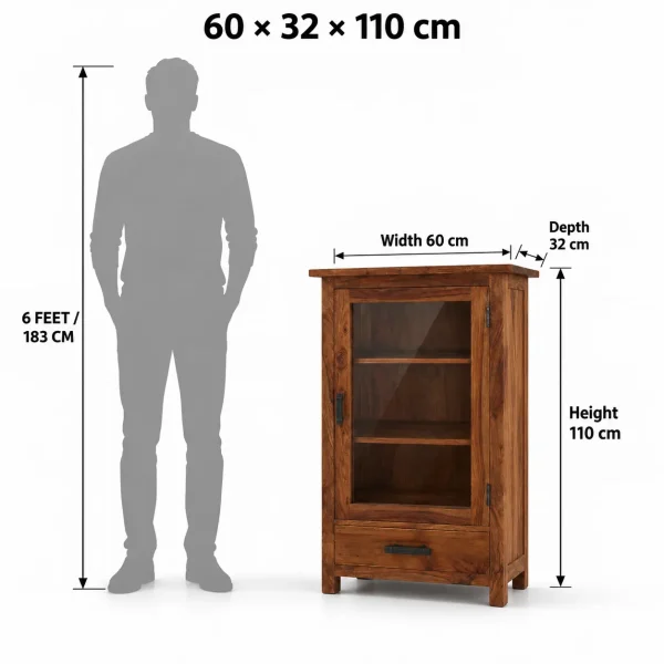 The Attic Sheesham Mini Glazed Bookcase