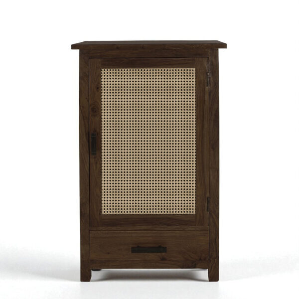 The Attic Sheesham Mini Glazed Bookcase |Walnut Matte Finish