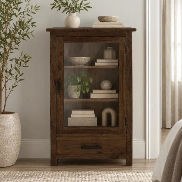 The Attic Sheesham Mini Glazed Bookcase