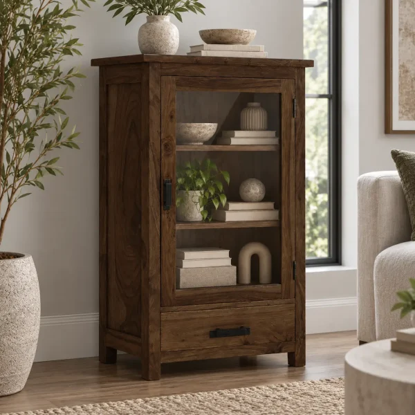 The Attic Sheesham Mini Glazed Bookcase