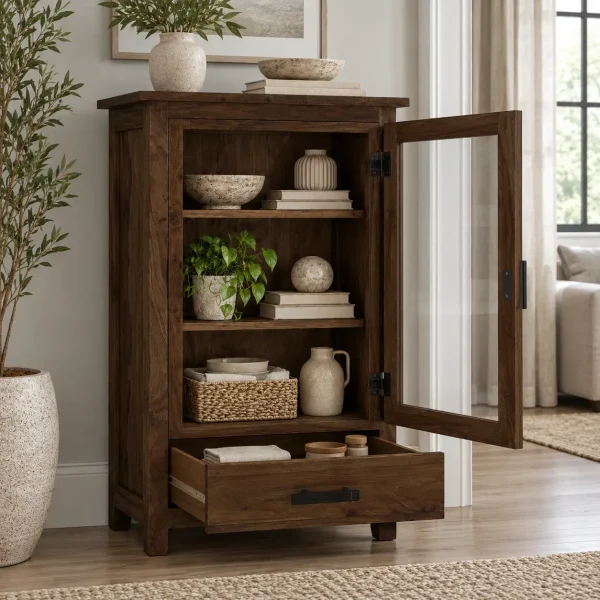 The Attic Sheesham Mini Glazed Bookcase