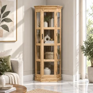 The Attic Ines Multipurpose Cabinet - Solid Mango Wood Bookshelf and Kitchen Cabinet with Natural Matte Finish