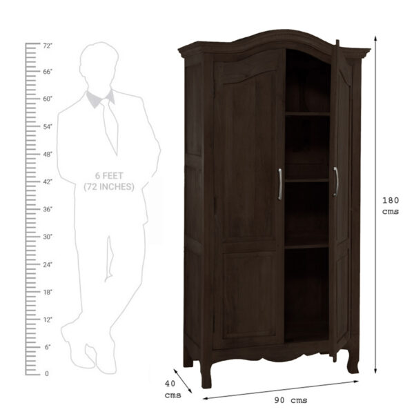 KL-118W (9) The Attic Catania Mango Wood Almirah: Solid Wood Multiple Utility Storage | Wardrobe