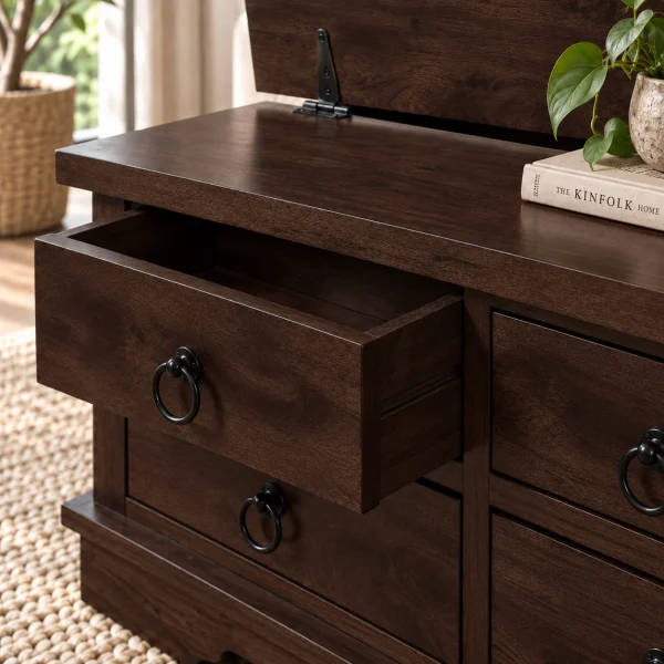 The Attic Leamington Coffee Table - Solid Wood Centre Table with Walnut Matte Finish for Elegant Living Room Decor