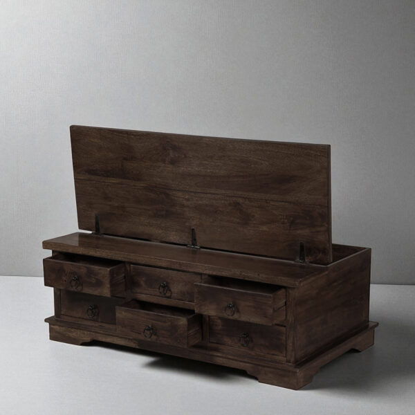 The Attic Leamington Coffee Table - Solid Wood Centre Table with Walnut Matte Finish for Elegant Living Room Decor