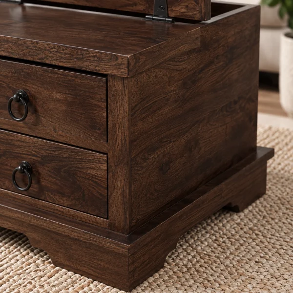 The Attic Leamington Coffee Table - Solid Wood Centre Table with Walnut Matte Finish for Elegant Living Room Decor