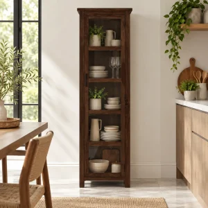 KL-1734W (1) The Attic Arkansas Multipurpose Cabinet - Solid Wood Bookshelf and Kitchen Cabinet with Walnut Matte Finish