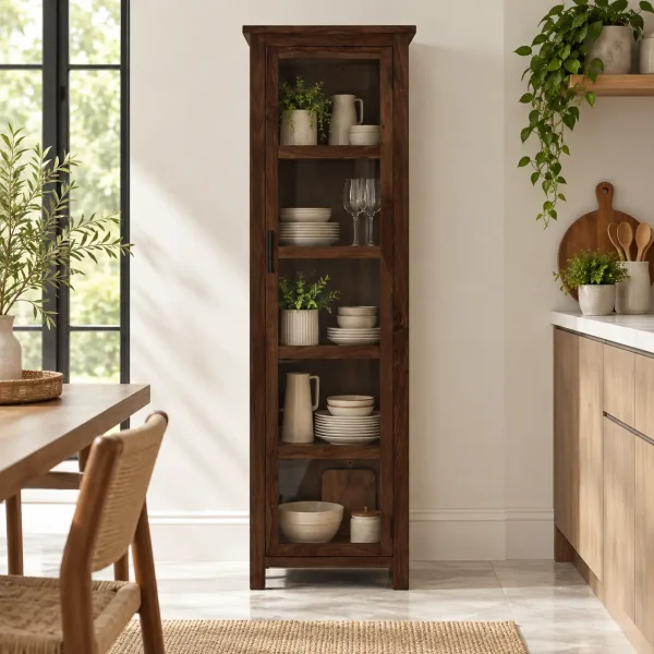 The Attic Arkansas Multipurpose Cabinet - Solid Wood Bookshelf and Kitchen Cabinet with Walnut Matte Finish