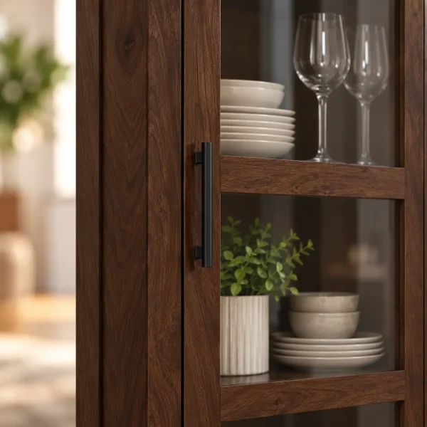 The Attic Arkansas Multipurpose Cabinet - Solid Wood Bookshelf and Kitchen Cabinet with Walnut Matte Finish