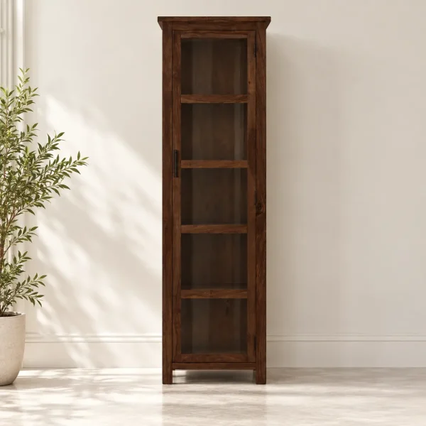 The Attic Arkansas Multipurpose Cabinet - Solid Wood Bookshelf and Kitchen Cabinet with Walnut Matte Finish