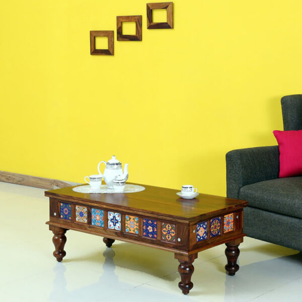 The Attic Lewiston Coffee Table - Solid Sheesham Wood Centre Table with Walnut Matte Finish for Rustic Living Room Decor