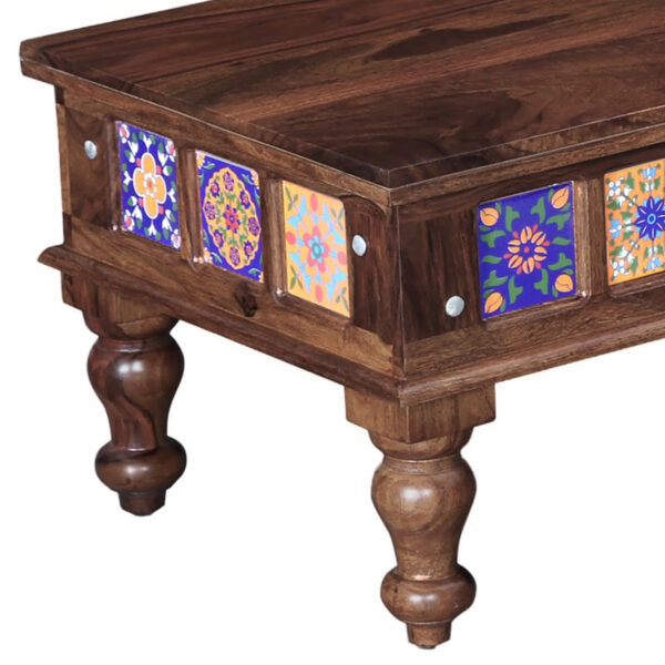 The Attic Lewiston Coffee Table - Solid Sheesham Wood Centre Table with Walnut Matte Finish for Rustic Living Room Decor