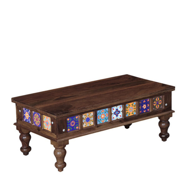 The Attic Lewiston Coffee Table - Solid Sheesham Wood Centre Table with Walnut Matte Finish for Rustic Living Room Decor