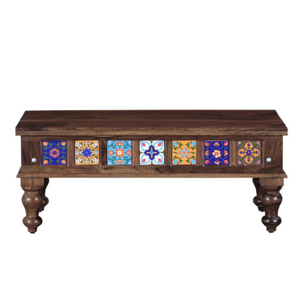 The Attic Lewiston Coffee Table - Solid Sheesham Wood Centre Table with Walnut Matte Finish for Rustic Living Room Decor