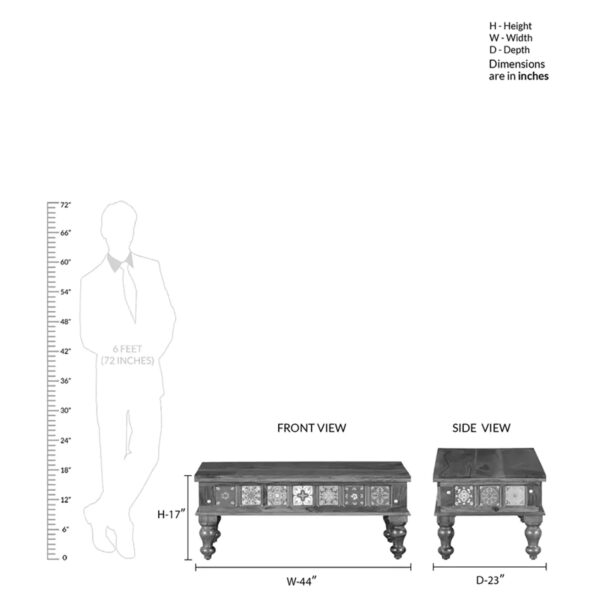 The Attic Lewiston Coffee Table - Solid Sheesham Wood Centre Table with Walnut Matte Finish for Rustic Living Room Decor