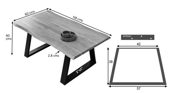 The Attic Live Edge Coffee Table - Solid Wood Classy Centre Table with Walnut Matte Finish