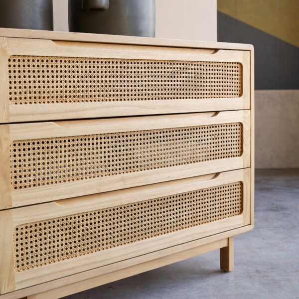 KL-2171 (3) The Attic Panamara Chest of Drawers: Kitchen and Living Room Storage Solution | Solid Mango Wood with Natural Matte Finish