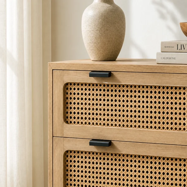 KL-2171 (5) The Attic Panamara Chest of Drawers: Kitchen and Living Room Storage Solution | Solid Mango Wood with Natural Matte Finish