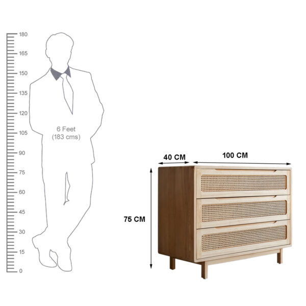 KL-2171 (8) The Attic Panamara Chest of Drawers: Kitchen and Living Room Storage Solution | Solid Mango Wood with Natural Matte Finish