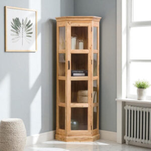 The Attic Ines Multipurpose Cabinet - Solid Mango Wood Bookshelf and Kitchen Cabinet with Natural Matte Finish