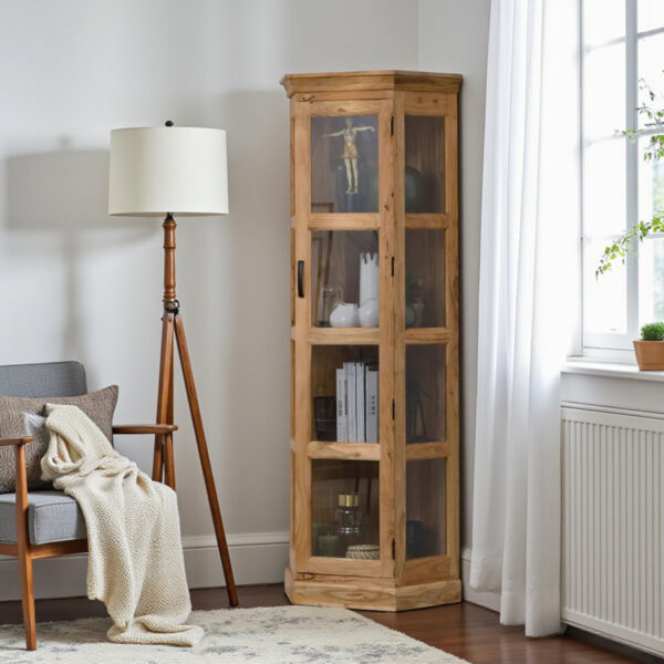 The Attic Ines Multipurpose Cabinet - Solid Mango Wood Bookshelf and Kitchen Cabinet with Natural Matte Finish