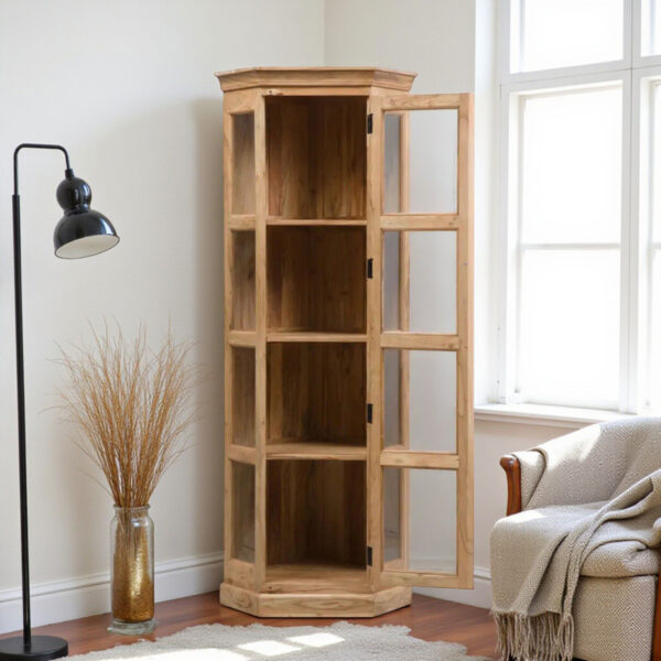 The Attic Ines Multipurpose Cabinet - Solid Mango Wood Bookshelf and Kitchen Cabinet with Natural Matte Finish