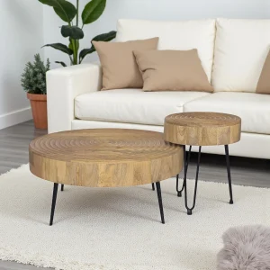 KL-2189 (1) The Attic Jessie Coffee Table: Natural Beauty in Solid Wood - Living Room Centerpiece with Matt Finish