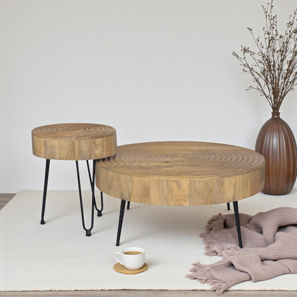 The Attic Jessie Coffee Table: Natural Beauty in Solid Wood - Living Room Centerpiece with Matt Finish