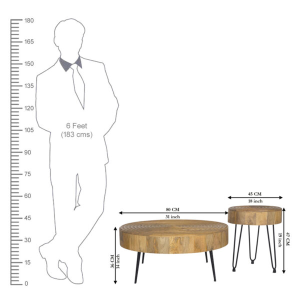 The Attic Jessie Coffee Table: Natural Beauty in Solid Wood - Living Room Centerpiece with Matt Finish