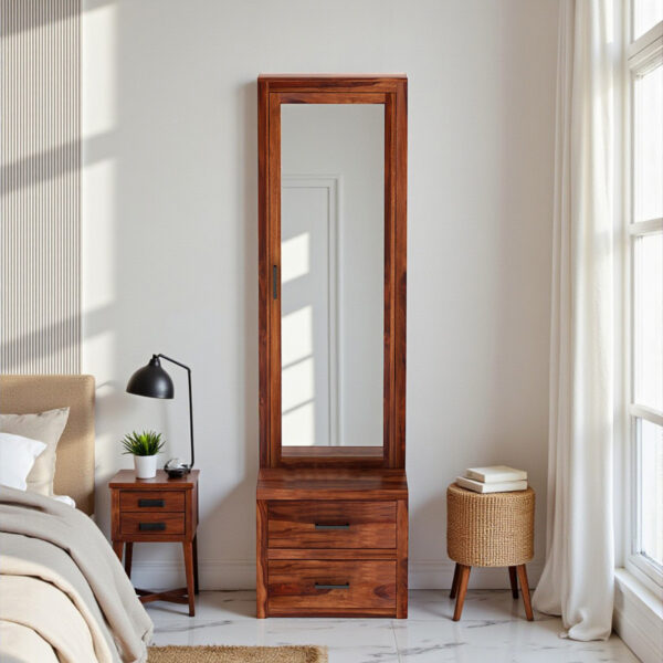 The Attic Jaisal Dressing Table For Bedroom|Honey Matt Finish