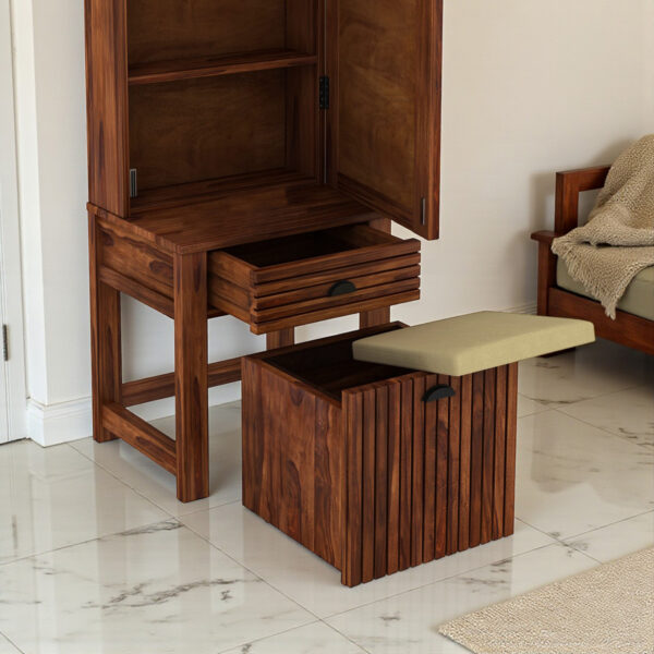 The Attic Beru Dressing Table For Bedroom|Honey Matt Finish