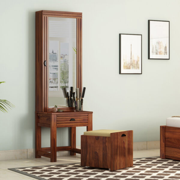 The Attic Beru Dressing Table For Bedroom|Honey Matt Finish