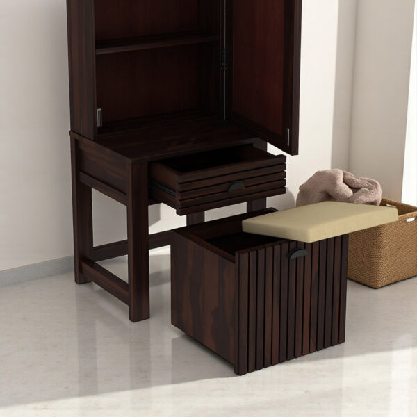 The Attic Beru Dressing Table For Bedroom|Walnut Matt Finish