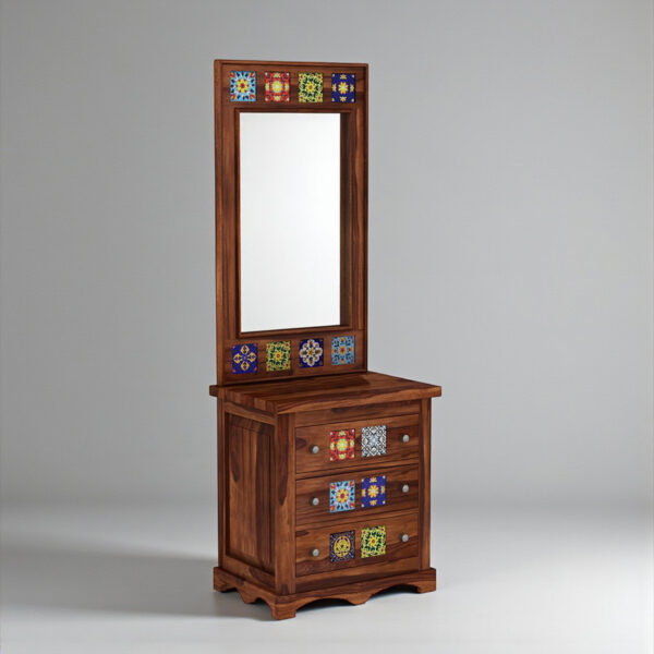 The Attic Baran Dressing Table For Bedroom|Solid Wood|Honey Matt Finish