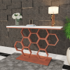 The Attic Lamda Console Table For Living Room|Marble + Iron|White + Copper Matt Finish