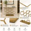 KL-2207G (5) The Attic Lamda Console Table For Living Room|Marble + Iron|White + Gold Matt Finish