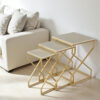 The Attic Cruzz Set: Luxurious Marble and Iron Tables for Living Room | White and Gold Matt Finish