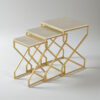 The Attic Cruzz Set: Luxurious Marble and Iron Tables for Living Room | White and Gold Matt Finish