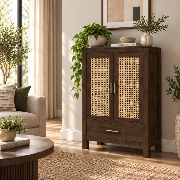 2 The Attic Cane Hepburn Kitchen Cabinet Walnut