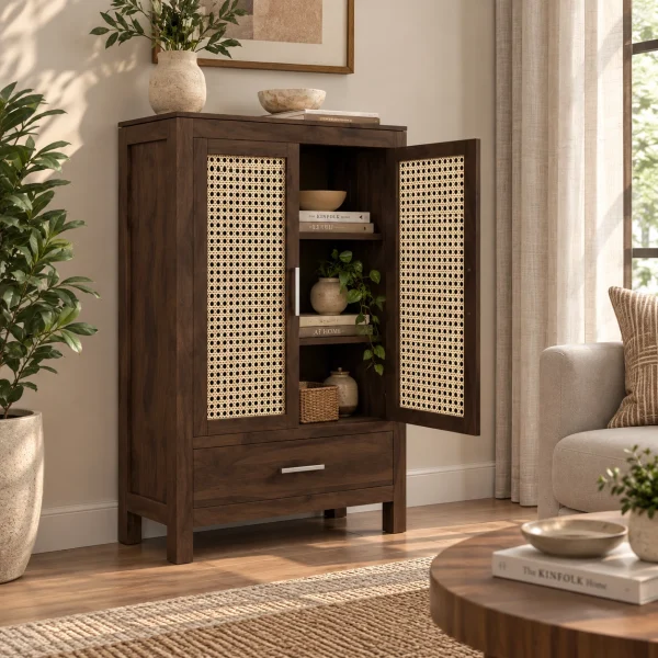 3 The Attic Cane Hepburn Kitchen Cabinet Walnut