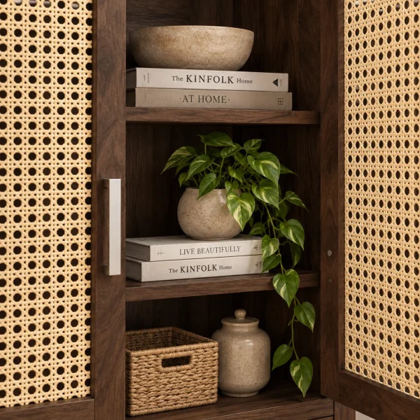 5 The Attic Cane Hepburn Kitchen Cabinet Walnut