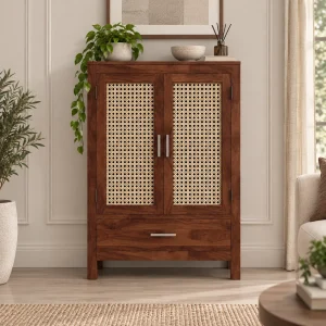 KL-1884C (1) The Attic Cane Hepburn Kitchen Cabinet