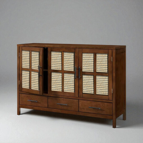 The Attic Cane Suzelle Sideboard| Honey Matte Finish