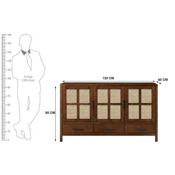 The Attic Cane Suzelle Sideboard| Honey Matte Finish