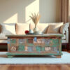 The Attic Houston Coffee Table  |  Multicolor Distress Shades of Blue