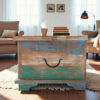The Attic Houston Coffee Table  |  Multicolor Distress Shades of Blue