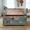 The Attic Houston Coffee Table  |  Multicolor Distress Shades of Blue